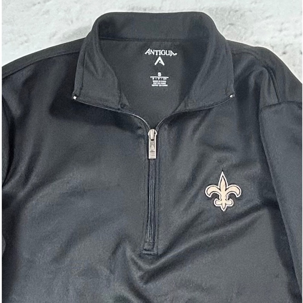Antigua New Orleans Saints 1/4 Zip Pullover Womens S Black Fleur De Lis NFL